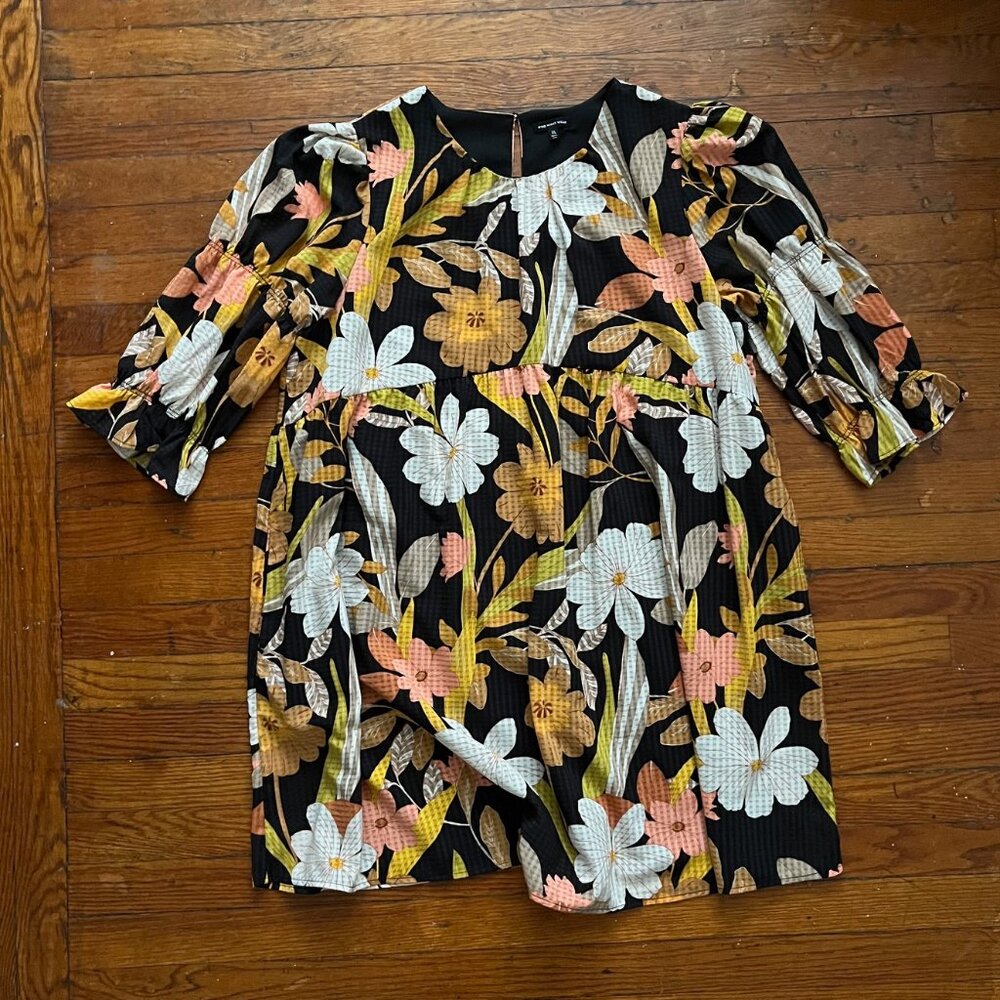 Who What Wear Retro Floral Print Babydoll Dress Size XL